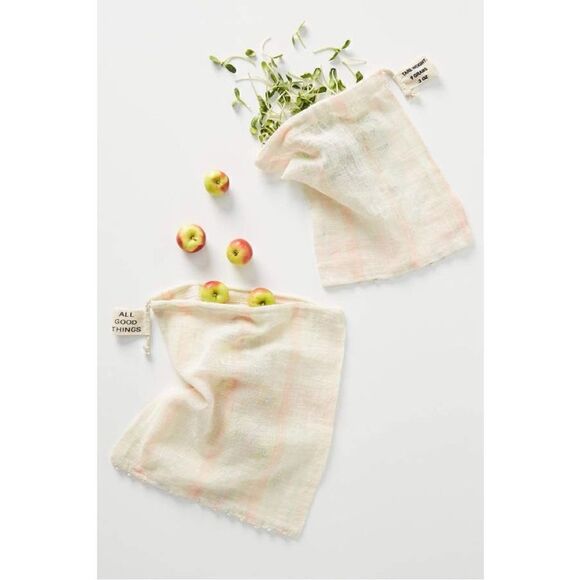 NEW Anthropologie Market All Good Things Reusable Produce Bag Set 2 Hostess Gift - Picture 1 of 1